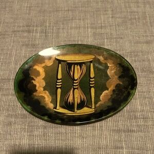 John Derian Hourglass Decoupage Plate Paperweight Ornament
